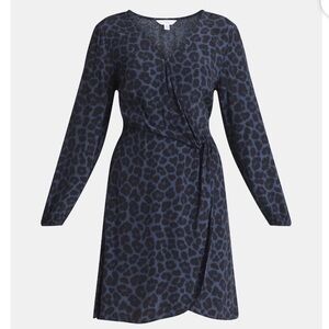 Nwt Plus Blue Leopard Print Wrap Dress